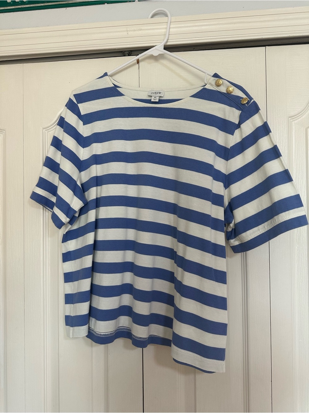 J. Crew Blue and White Striped Ladies Tee
